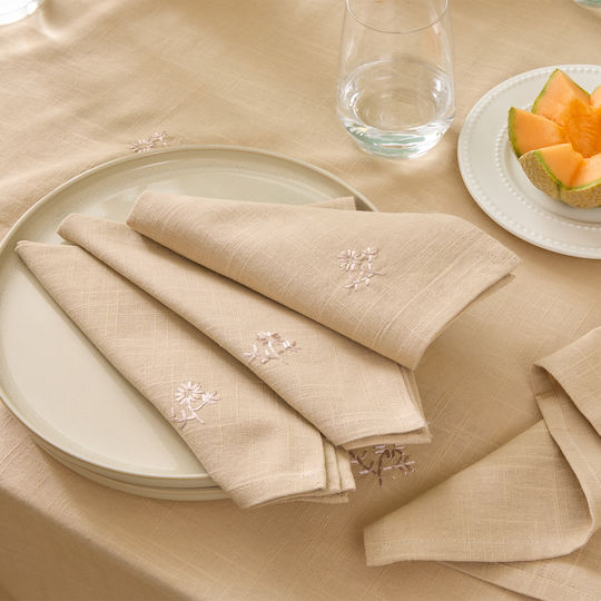 Πετσέτα Φαγητού Βαμβακερή Σετ 4τμχ A-s Joy Beige 40x40εκ.