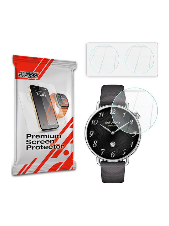 Set 2 Grizzglass Hybridglass Tempered Glass Screen Protectors Compatible Xiaomi Watch S4 41mm Transparent