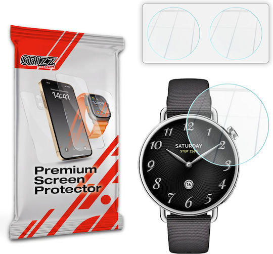 Set 2 Grizzglass Hybridglass Tempered Glass Screen Protectors Compatible Xiaomi Watch S4 41mm Transparent