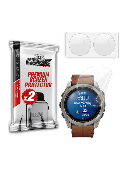 Set 2 Filme Ceramice Protective GrizzGlass Compatibile Garmin Fenix 8 51mm Transparent