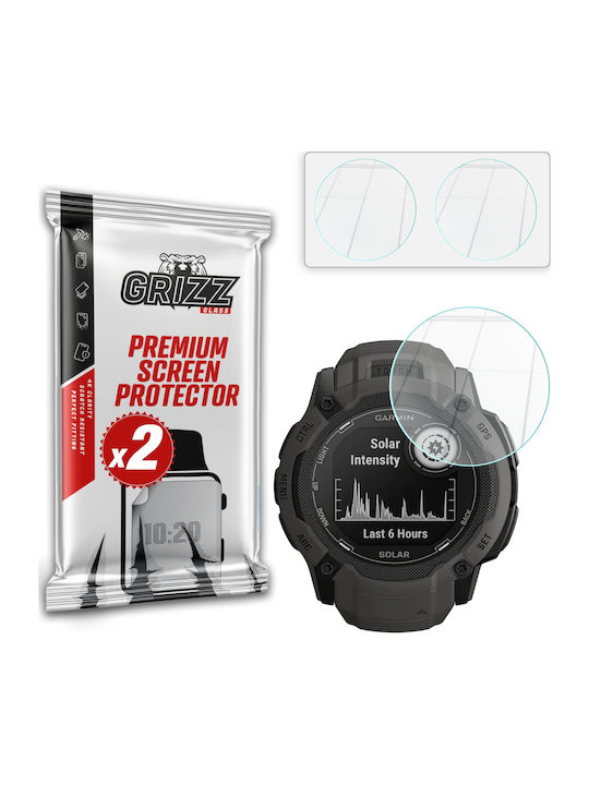 Set 2 Grizzglass Hybridglass Tempered Glass Screen Protectors Compatible Garmin Instinct 2x 50mm Transparent