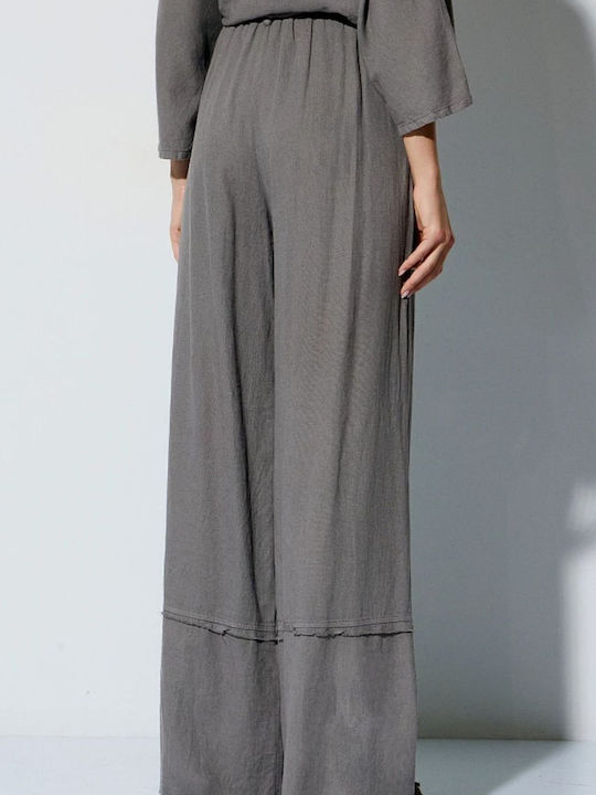Women's High Rise Linen Pantaloons with Rubber Band in Regular Fit Petra