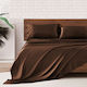 Kotonia Home Cearceafuri Pentru Hotel 220x240 Cm 100% Bumbac Damasc Delux Satin Dak Ciocolatiu