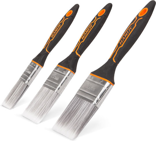 Paint Brush Set 3 Pcs 25 38 50 Mm Plastic Handle Washable Paint Varnish Stain