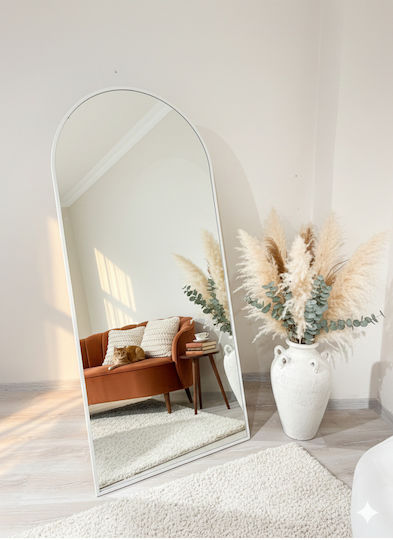 SteweHome Oval Mirror with White Metal Frame 180x80cm
