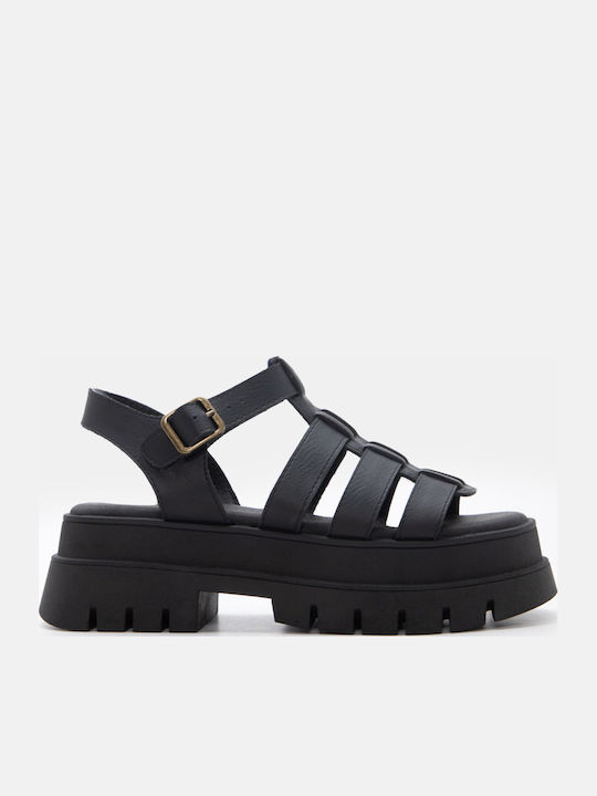 Sandale Casual Damă Flatforme Negre