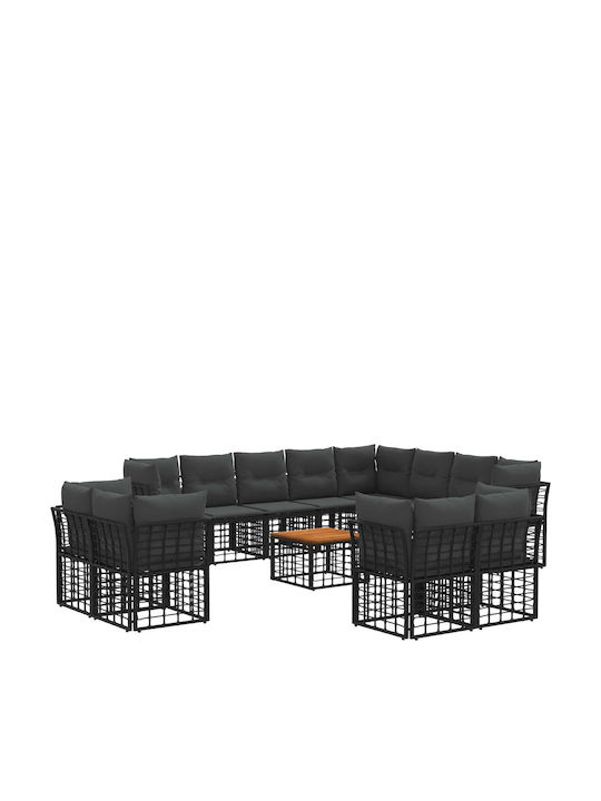Set Cameră De Zi Exterior 13 Piese Negru Și Gri...
