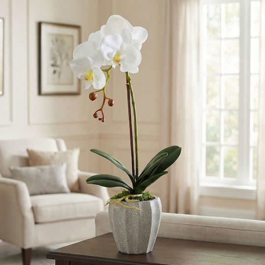 Orhidee Artificială Decorativă În Ghiveci Aspect Realist 45 Cm Alb Roz Mov Plantă Decorativă Pentru Casă Birou