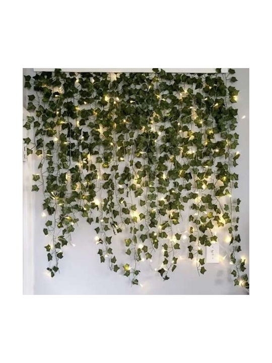 Ghirlandă Decorativă Cu Iedera Iluminată Pentru Perete Balcon Terasă Verde