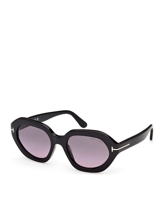 Tom Ford Women's Sunglasses with Black Horn-Rimmed Frame and Black Gradient Lens FT1341 01B