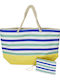 Bruno Stoff Strandtasche mit Kulturtasche Blau