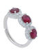 Mentzos Women's Ring with Zircon Made of Silver