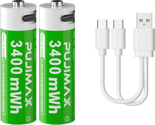 Pujimax Презареждащи се Батерии AA 1100mAh 1.5V 2 Броя