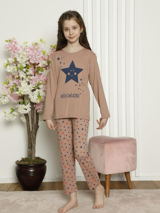 Rebeka Home Детска Памучна Пижама Taupe