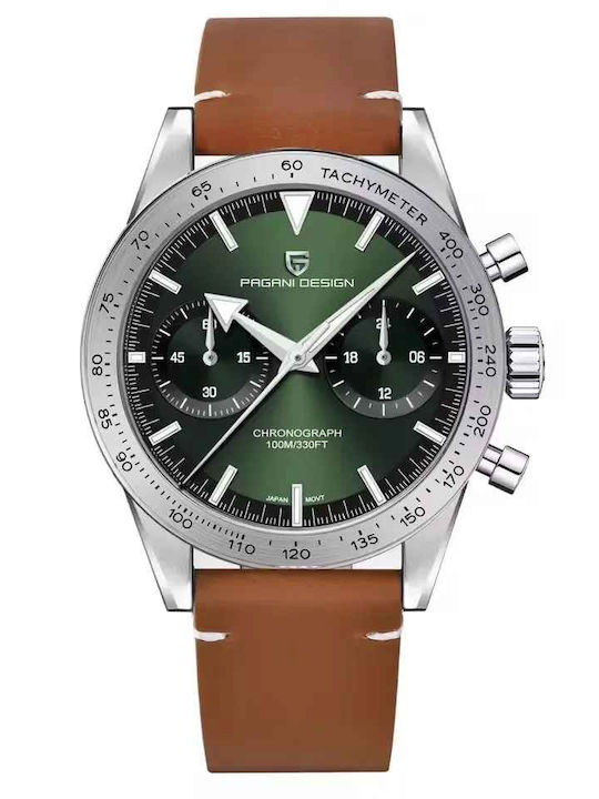 Pagani Design Ceas Barbatesc 40mm Cronograf Cu Baterie Cu Curea Din Piele Maro