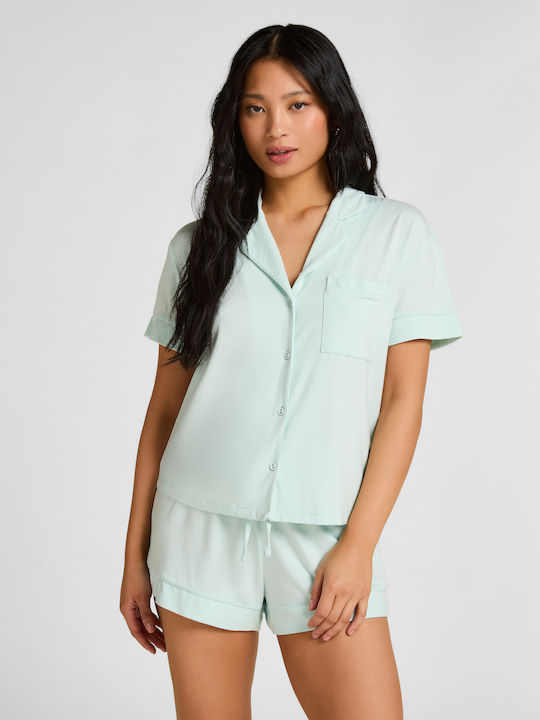Hunkemöller Sommerliches Damen-Schlafanzug-Set Blau Jersey Essential