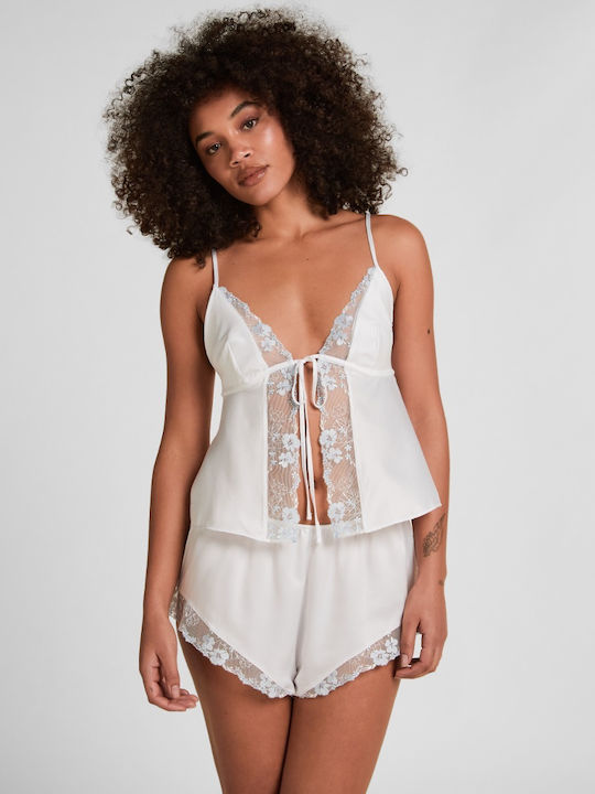 Hunkemöller Καλοκαιρινό Γυναικείο Σορτς Πιτζάμας Λευκό