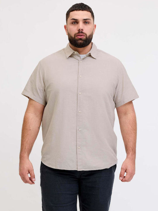 Short Sleeve Linen Shirt Beige