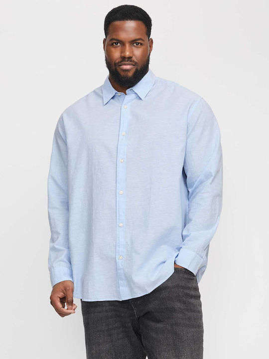 Jack & Jones Дълъг Ръкав Ленена Риза Светлосин