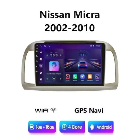Ηχοσύστημα Αυτοκινήτου για Nissan Micra 2002-2010 (Bluetooth/USB/WiFi/GPS/Apple-Carplay/Android-Auto) με Οθόνη Αφής 9"