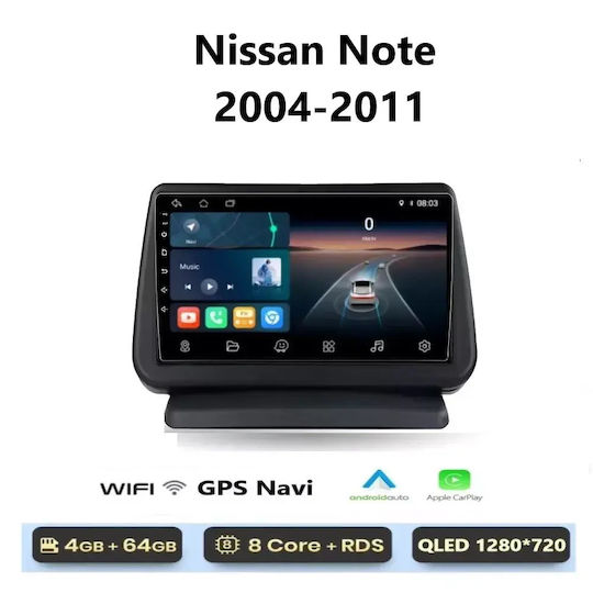 Ηχοσύστημα Αυτοκινήτου για Nissan Note 2004-2011 (Bluetooth/USB/WiFi/GPS/Apple-Carplay/Android-Auto) με Οθόνη Αφής 9"