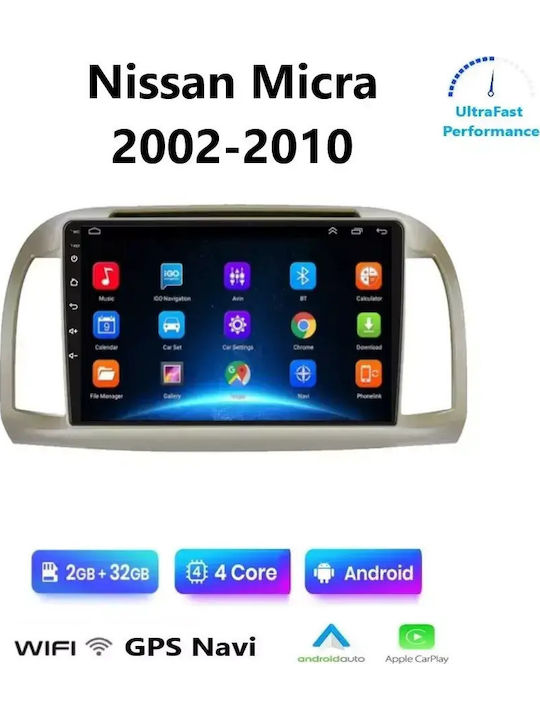 Car Audio System for Nissan Micra 2002-2010 Bluetooth USB WiFi GPS Apple CarPlay Android Auto with 9" Touch Screen