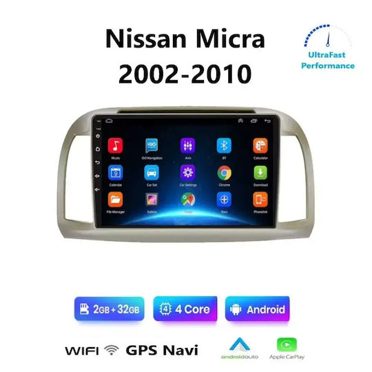 Car Audio System for Nissan Micra 2002-2010 Bluetooth USB WiFi GPS Apple CarPlay Android Auto with 9" Touch Screen