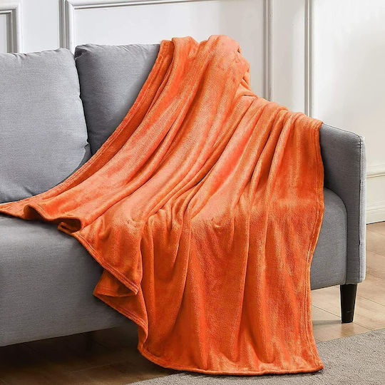 Κουβέρτα Γούνινη Μονή 150x210εκ. Orange