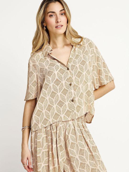 Short Sleeve Women's Shirt Cloud Cream Multi