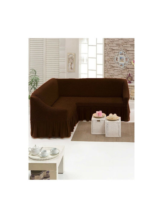 Rebeka Home Чаршаф с Ластик За Ъглов Диван Кафяв