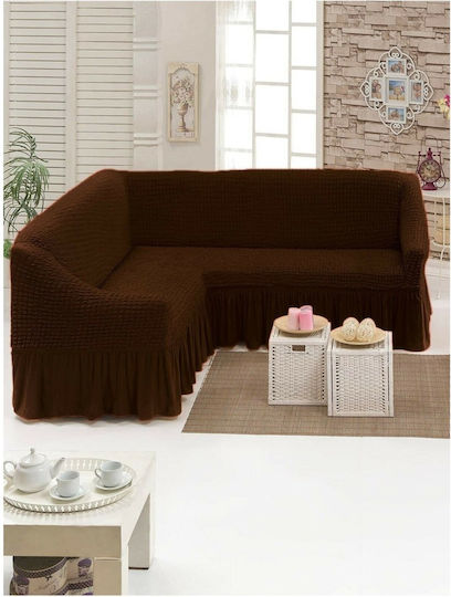 Rebeka Home Ελαστικό Κάλυμμα Γωνιακού Καναπέ Brown