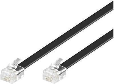 Microconnect Flat Telephone Cable RJ12 6m Black (MPK106B)