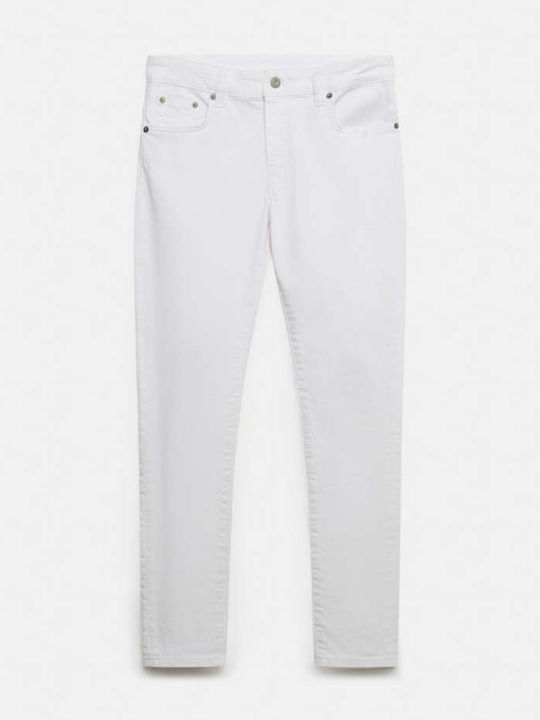 Rise Jean Damă Skinny Alb