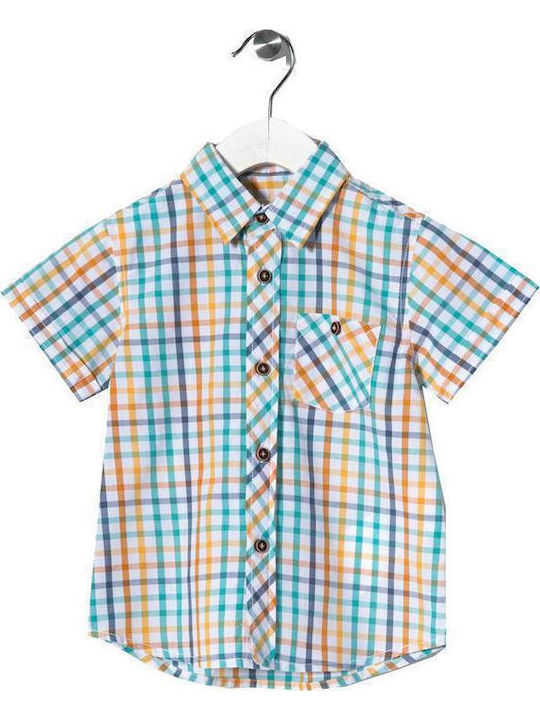 Kids Checked Short-Sleeved Shirt Orange