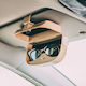 Car Sun Visor Glasses Holder Card Holder Universal Clip Car Organizer Beige