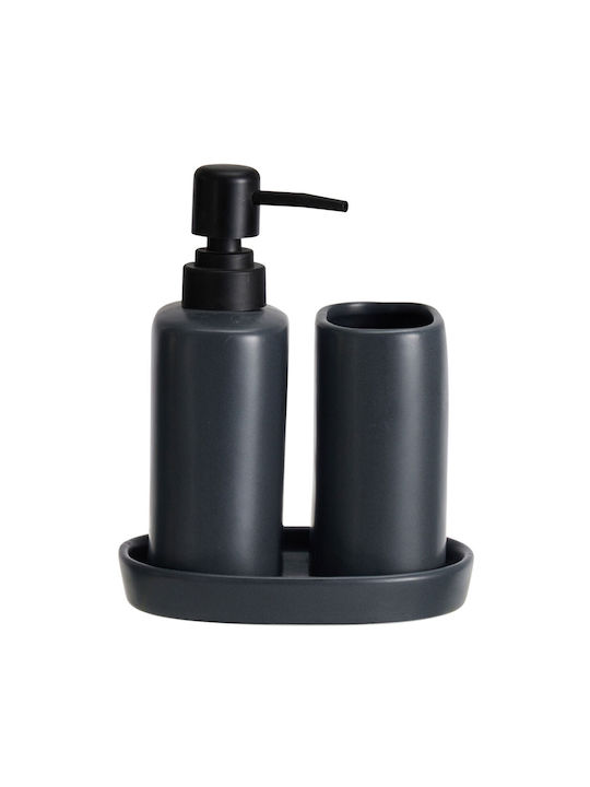MRShome Bathroom Accessory Set Ceramic Black 3 Pieces