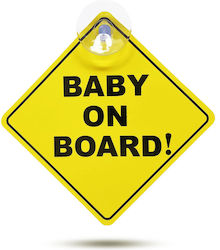 Baby On Board Sign Suction Cup Car Window 12.7 X 12.7 Cm Plastic Yellow Uv Resistant Baby On Board Sign Suction Cup Car Window 12.7 X 12.7 Cm Plastic Yellow Uv Resistant