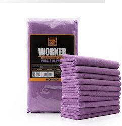 Work Stuff Worker Car Microfiber Polishing Cloths 320gsm Purple 40x40cm 10 Pieces