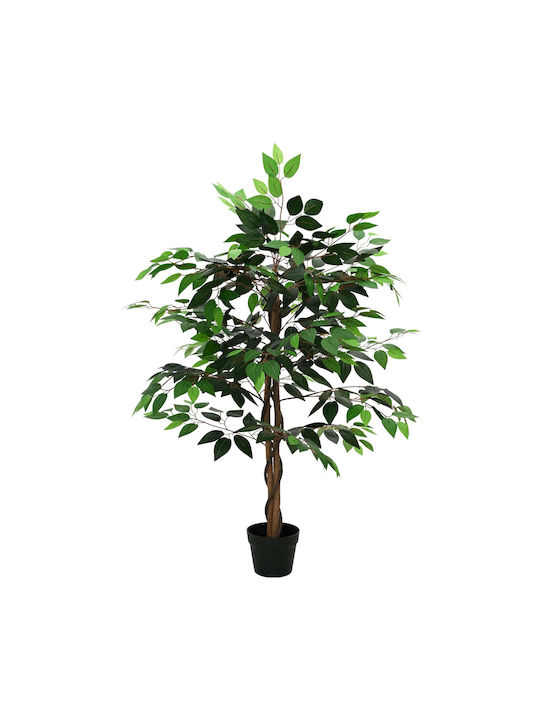 Vidaxl Artificial Ficus Lyrata Green Plant 90 X 16 X 110 Cm Fabric Wood