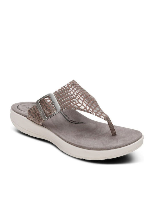 Aetrex Leather Women's Anatomic Silver Sandals EN3006W