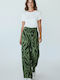 Women's Fabric Cargo Trousers in Loose Fit Avocado