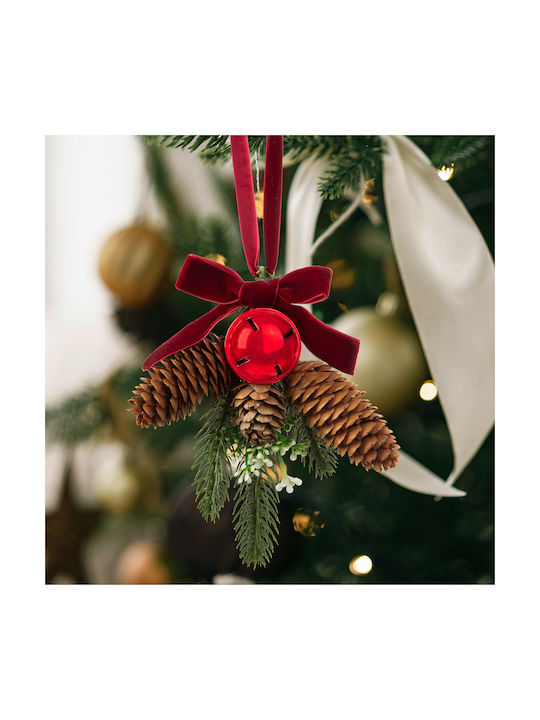 Weihnachtsbaumschmuck Türdekoration Künstliche Tannenzapfen Rote Glocke 16 Cm