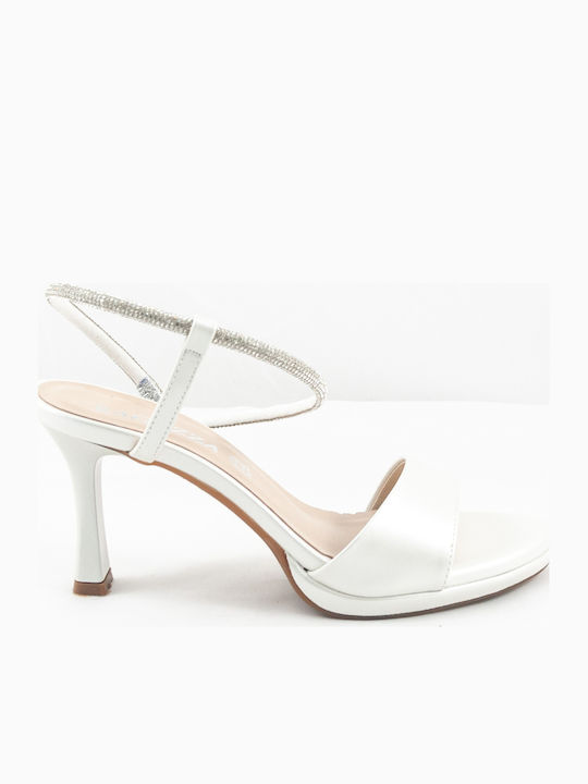 Ragazza Leather Sandals with Strass White