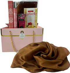 Set Premium Luxury Maro Eșarfă din Mătase Maro Parfum Badee Al Oud 35 Ml Cremă de Mâini Raffaello În Cutie Cadou în Formă de Geantă