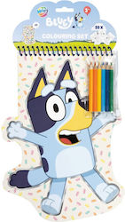 Colouring Book Bluey Colouring Pages 20 Sheets Coloured Pencils