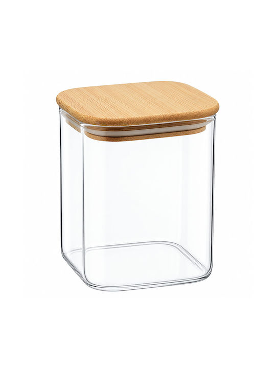 Glass Jar 0.65lt Wooden Lid Ankor Piece