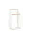 Floor Standing Bathroom Hanger 3 Positions Metallic Bamboo 45x23x85cm White Natural Mrshome Df-0030000