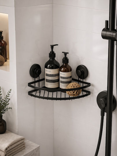 MRShome Corner Wall Mounted Bathroom Shelf Metallic 20x20x12.5cm Black