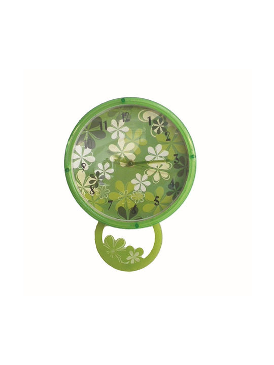 keleman Wall Clock Plastic With Pendulum Green 30x22.5cm