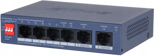 Dahua CS4006-4GT-36 Управляем L2 PoE+ Суич с 4 Gigabit (1Gbps) Ethernet Порта